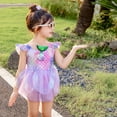 thumbnail image 4 of Wuxian Toddler Girls 2 Piece Swimwear Tankini Set Gradient Sleeveless Round Neck Ruffled Tiered Mesh Tutu Skirts Swimsuit With Swim Cap Beachwear Fashionable Beach Pool Bathing Suit,Purple,2-3 Years, 4 of 6