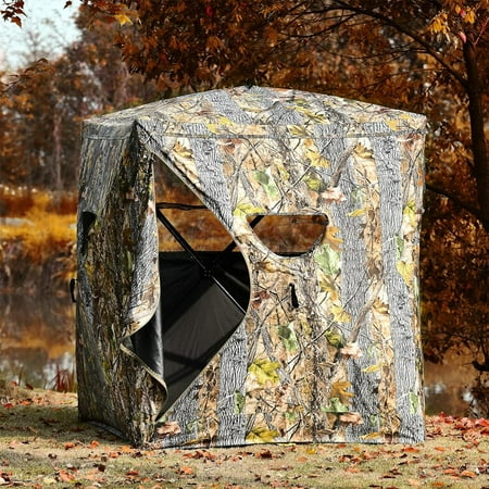 3 Person Portable Pop-Up Ground Hunting Blind with Tie-downs