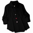 thumbnail image 2 of Camisa Informal de Moda para Mujer, con Botones, Cuello , Blusas Holgadas y Regulares, Blusas de Otoño Negro L, 2 of 7