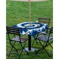 thumbnail image 4 of Hokiten Outdoor Tablecloths with Umbrella Hole & Zipper, Blue Ombre 54x54 Inch Square Tablecloths, Boho Tribal Ethnic Abstract Tie Dye Art Waterproof Table Cloth, Patio/Pool/Picnic Table Covers, 4 of 7