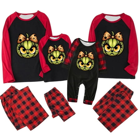 

Cyinyin Grinch Pjs Couples Matching Christmas Pajamas Xmas Prints Family Matching Long Sleeve Tops+Pants Set Family Matching Sets Couples Matching Christmas Pajamas Grinch Pjs