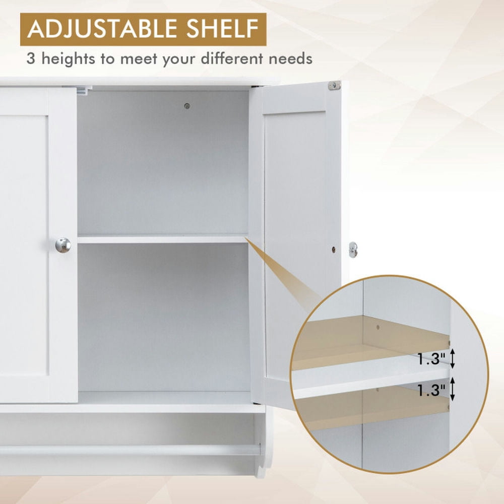 Finihen Bathroom Wall Cabinet, Wall Mounted Bathroom Cabinet, Medicine Cabinet, Wall Mounted Bathroom Storage Medicine Cabinet with Towel Bar, White Finihen Bathroom Wall Cabinet, Wall Mounted Bathroom Cabinet, Medicine Cabinet, Wall Mounted Bathroom Storage Medicine Cabinet with Towel Bar, White