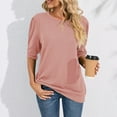 thumbnail image 4 of SWSMCLT Women's Half Sleeve Sweatshirt Casual Spring Tunic Shirts Slim Fit Top Puff Sleeve Tshirt Crew Neck Fall Pink Medium, 4 of 4