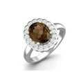 thumbnail image 2 of 925 Sterling Silver 6mm Round Shape Smoky Quartz Solitaire Valentines Day Gifts Ring for Women, 2 of 4