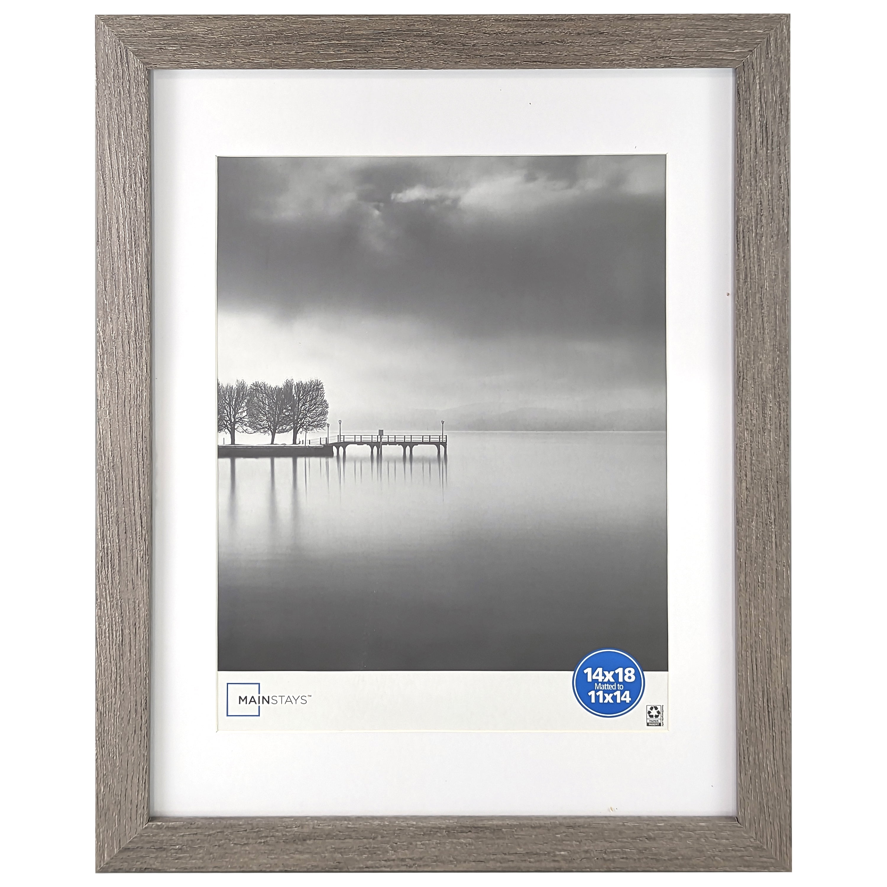 (2 pack) Mainstays – 11x14 Picture Frame – Rustic Gray Matted Gallery Bevel Program Wall Photo Frame