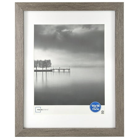 set of 4 mainstays – 11x14 picture frame – rustic gray matted gallery bevel program wall photo frame