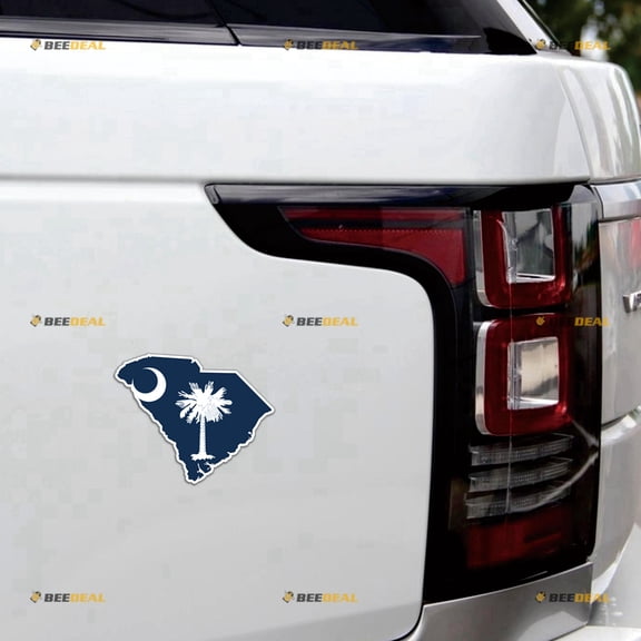 South Carolina State Flag Map Palmetto Tree Palm Car Magnet Magnetic Sticker Decal - 2 Pack Reflective 4" - for Truck Door Fridge Reusable Waterproof