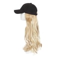 thumbnail image 1 of Extensiones para mujer Sombrero ajustable con peluca sintética adjunta Pelo largo ondulado de 20 pulgadas Gorra de béisbol negra (Bleach Blonde Mix Bleach Blonde), 1 of 5