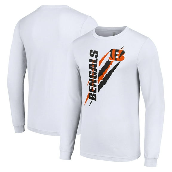 Men's Starter  White Cincinnati Bengals Color Scratch Long Sleeve T-Shirt