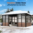 thumbnail image 6 of Modern Shade 12'x16' Hardtop Sunroom Gazebo, Aluminum Frame, Galvanized Steel Roof, TV Mount, Sliding Doors, Wood Grain Finish, All-Weather Screen House for Patio, 6 of 10