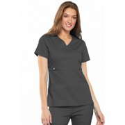 Angle View: Cherokee Luxe Scrubs Top for Women Empire Waist Mock Wrap 21701, XXS, Pewter