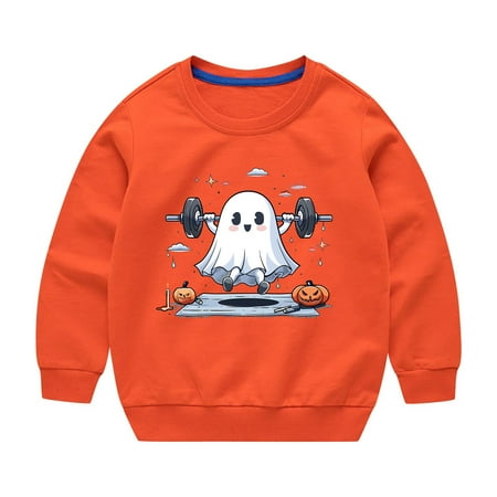 ShomPort Boys Girls Halloween Sweatshirt Long Sleeve Crewneck Pullover Shirts Kids Thin Cotton Tops