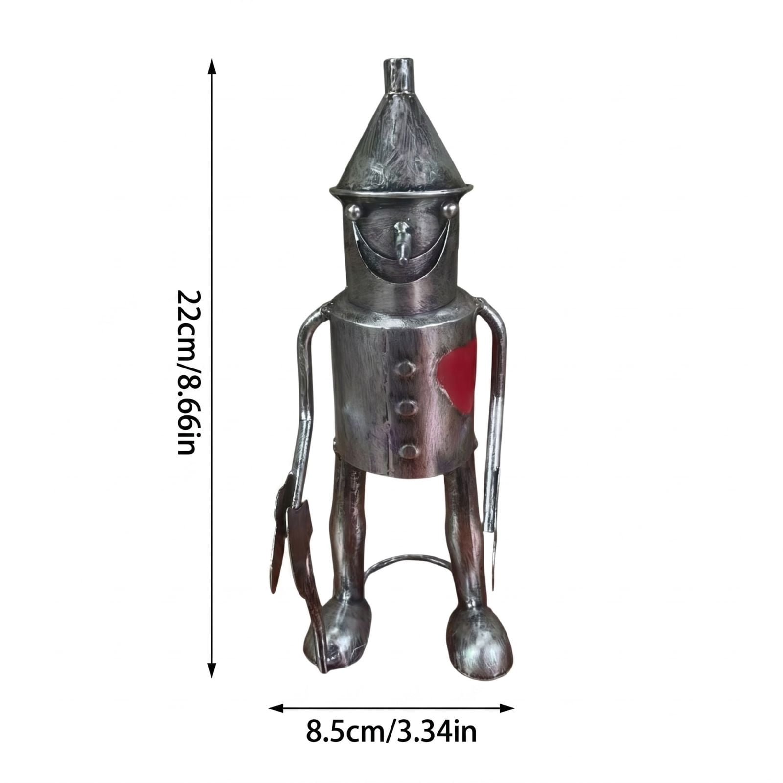 Tin Woodsman Tin Man Metal Garden Statue, Whimsical Metal Yard Art Sculptures Tinman Figure, Weather Resistant Sculptures for Porch Patio Yard