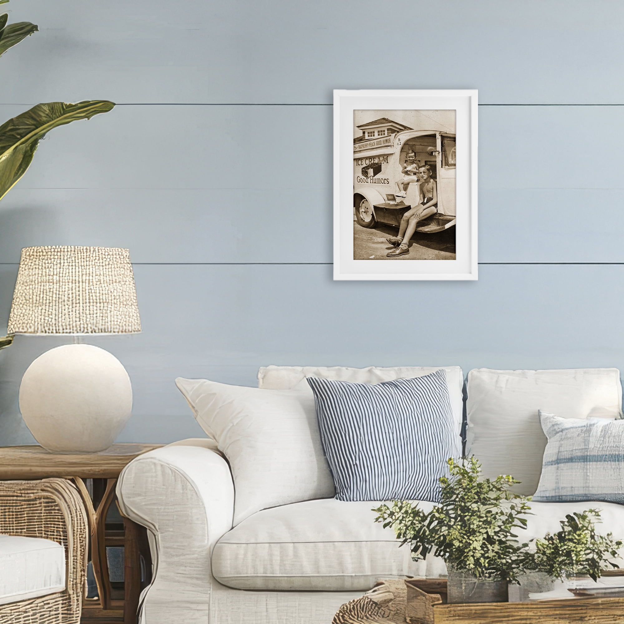 Stupell Industries Vintage Ice Cream Truck White Framed Print Under Glass, design by Grotto Studios