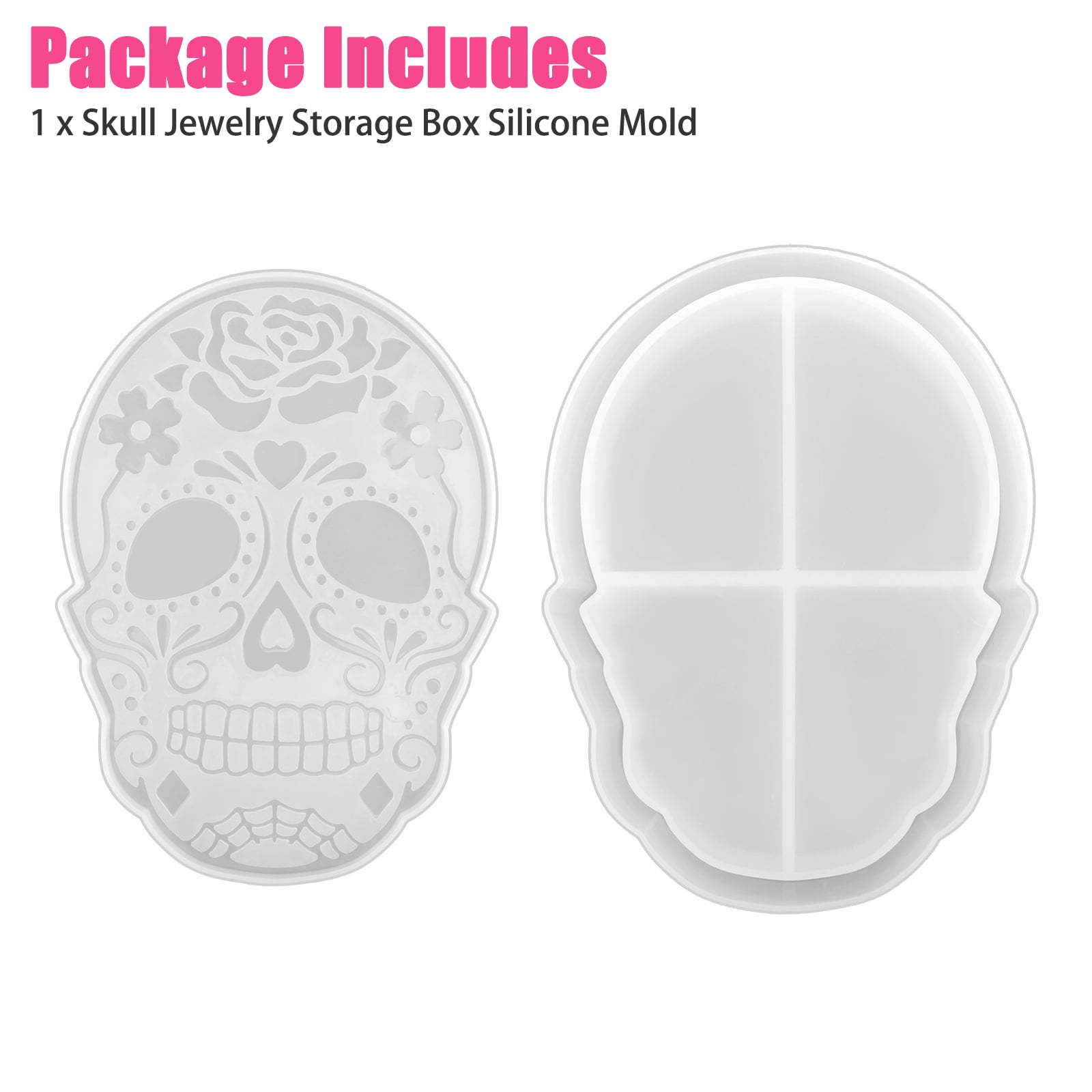 1.75 Inch Holographic Skull Earrings Silicone Mold for Resin