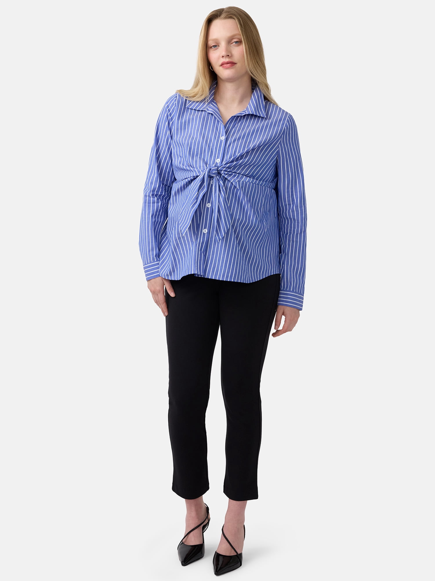 Ingrid & Isabel For Every Belly Women’s Maternity Tie Front Cotton Shirt, Sizes S-XXL