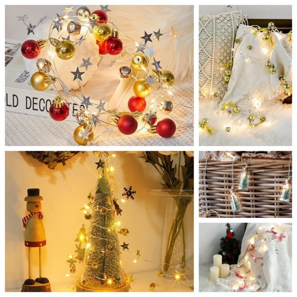 6.6ftLED Christmas String Lights Battery Operated Fairy String Lights Indoor Outdoor Holiday Christmas New Year Party Decorations