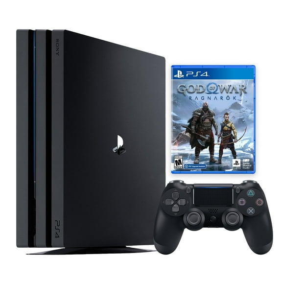 Restored PlayStation 4 Pro 1TB Console with Aftermarket Black Wireless DS Controller with God of War: Ragnarok PS4 Game Disc - PS4 Gaming System Refurbished