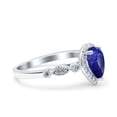 thumbnail image 2 of Halo Pear Teardrop Ring Blue Sapphire CZ 925 Sterling Silver Size 9, 2 of 6