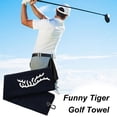 thumbnail image 3 of black funny Tiger Embroidered Golf Towel, Microfiber, Polyester and Nylon, Hand Wash Only, Blue, Waffle Texture, Soft Material Black, 3 of 6