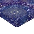 thumbnail image 2 of Ambesonne Dark Blue Fitted Sheet, Snowflakes Xmas Art, Full Size, Multicolor, 2 of 3