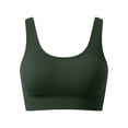 thumbnail image 3 of Womens Yoga Sports Bras Stretch Athletic Ribbed Tank Top Bralettes Scoop Neck Wireless Push Up Bra 32BC, Green, 3 of 7