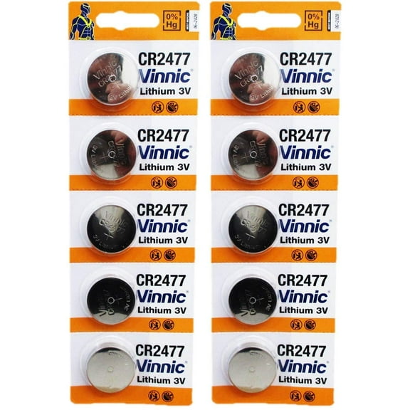 Vinnic CR2477 3V Lithium Cell 10 Batteries EXP. 2028