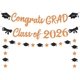 thumbnail image 1 of Yanonmyfd Black and Red Congrats Grad Banner,Class of 2026 Banner and Graduation Caps Garland,Glitter Red Graduation Decorations Banner,Pre-Strung Graduation Banner for Graduation Decorations 2026, 1 of 18