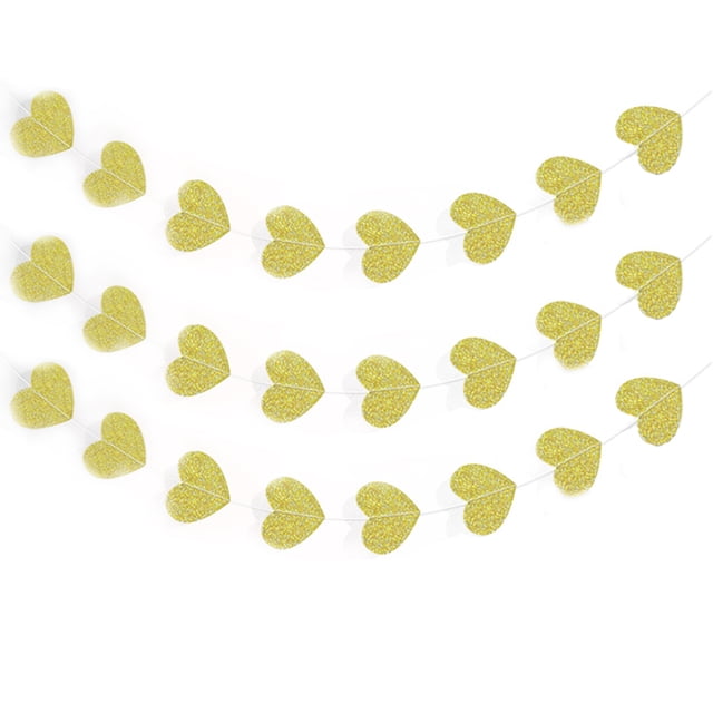 1 Set Heart Garland Party Decoration Valentines Day Decor Romantic Hanging with Pre-string Design Celebration Accessory Gold