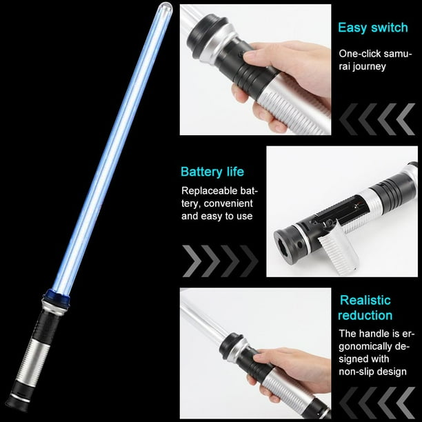 Espada con luz LED 2 en 1, espada telescópica extensible y plegable para disfraces de niños
