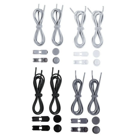 

Etereauty 4 Pcs Elastic Shoe Laces Adjustable Tieless Shoelaces Shoelaces with Lock Device Useful Shoe Laces Strings for Sneakers Boots Board and Casual Shoes (White+Black+Light Grey+Grey)