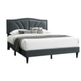 thumbnail image 3 of Queen Bed With Charcoal Burlap Upholstery, Headboard Elegant Nailhead Trim, No Box Spring For Bedroom Use Modern Size Bed, Sloped Headboard, Wooden Slats,, 3 of 6