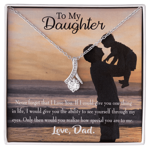 To My Daughter Never Forget From Dad Dark Alluring Ribbon Necklace Message Card