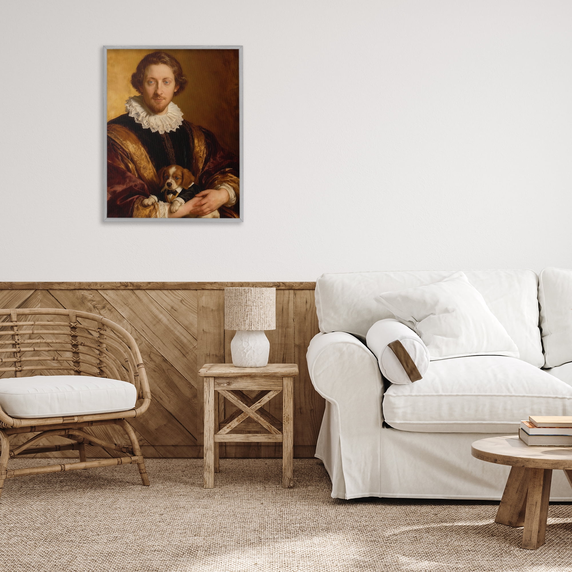 Stupell Industries Renaissance Noble with Loyal Companion Gray Framed Giclee Art, design by CAD Designs