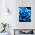 thumbnail image 3 of COMIO Blue Rose Canvas Wall Art Floral Pictures Wall Decor Flower Bloom Close Up Painting Print Flowers Artwork for Bathroom Bedroom Office Living Room Paintings Decorations Ready to Hang Framed, 3 of 4