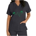 thumbnail image 5 of BiZtdJrK Luck Clover Shirts for Women 2025 St Patrick's Day Short Sleeve Irish Shirts Loose Fit V-Neck Scrubs Tops with Pockets Black M, 5 of 7