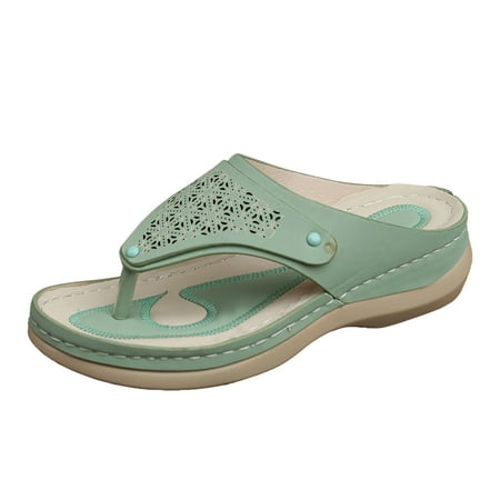 

ZIZOCWA Strappy Sandals for Women Flat Heeled Sandals for Women Fashion Women Summer Solid Wedges Breathable Slip On Open Toe Sandals Comfortable Beac 7.5