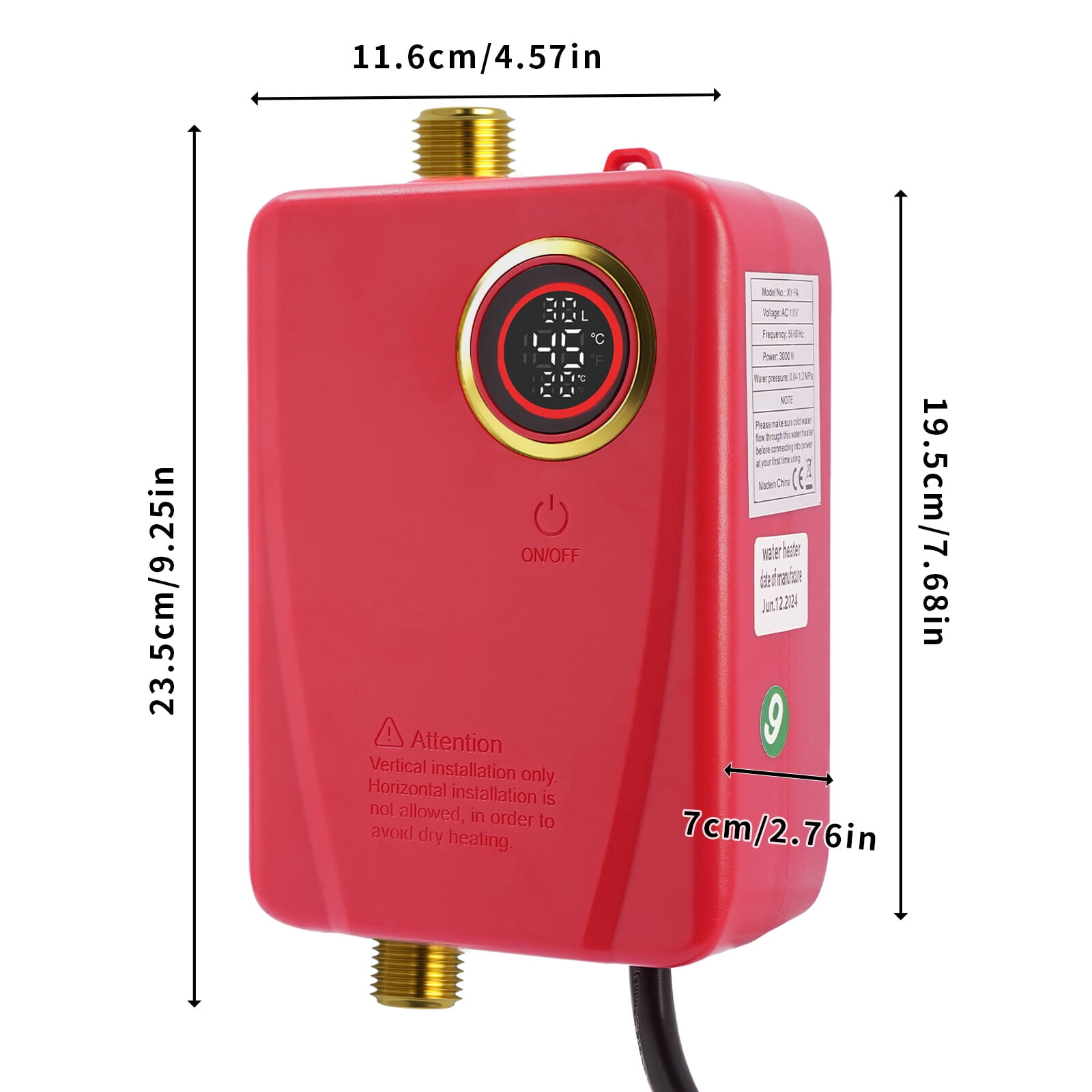 3000w Modern Electric Water Heater Portable Instant Water Heater Under the Sink Basin for Homes