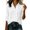 *White, variant on ClodeEU Women's Collared Ruched Front Button Down Shirt,Long Sleeve Casual Office Blouse Black,Women's Plus L