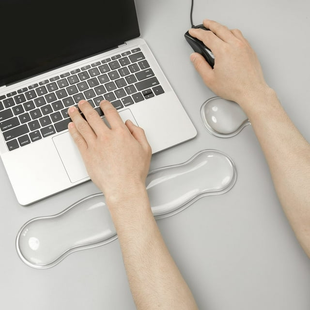 HLONK 2Pcs Mouse Wrist Rest Silicone Keyboard Hand Rest Shock Absorption Keyboard Support Pad Ergonomic Mouse Handrest for Office