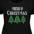thumbnail image 4 of Inktastic Merry Christmas Green Plaid Christmas Trees Women's Plus Size T-Shirt, 4 of 5