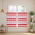 thumbnail image 3 of Red Pink Striped Tier Curtains, Farmhouse Stripes Simple Art Light Filtering Kitchen Curtains, 2Pcs Rod Pocket Half Window Treatments Panels for Sink Cafe Cabinet Basement 27.5x45 Inches, 3 of 9