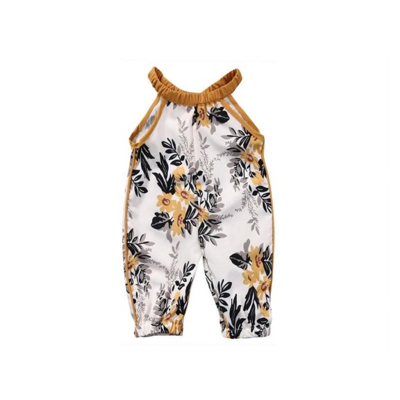 Just Relax And Live! Toddler Girls Kids Romper in Vintage Flower Print, 2T