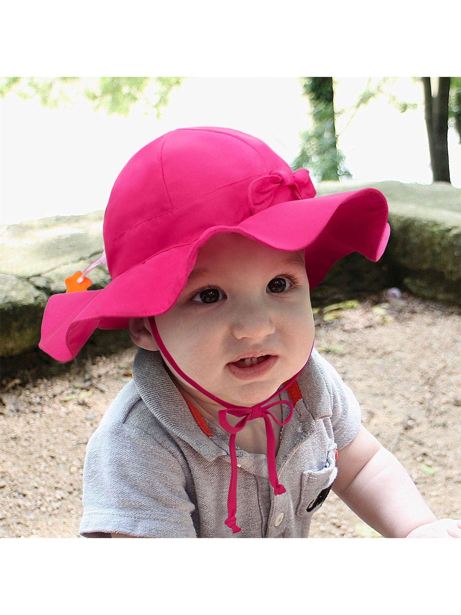 Baby Sun Hat with UPF 50+ Outdoor Adjustable Beach Hat with Wide Brim