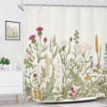 thumbnail image 3 of Riyidecor Cortina de ducha botánica de flores silvestres para decoración de baño, 72.0 x 72.0 in, flores florales, plantas, hierbas, hojas verdes salvia, juego decorativo de baño, accesorios de tela i, 3 of 5