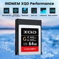 thumbnail image 2 of Tarjeta de memoria XQD INDMEM de 64 GB, 5 veces más resistente, MLC Flash de alta velocidad, 2 of 7