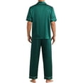 thumbnail image 3 of INSPIRE CHIC Satin Pajamas Set for Men's 2 Pieces Sleepwear Sleepshirt Sleep Pants Casual Loungwear, 3 of 6