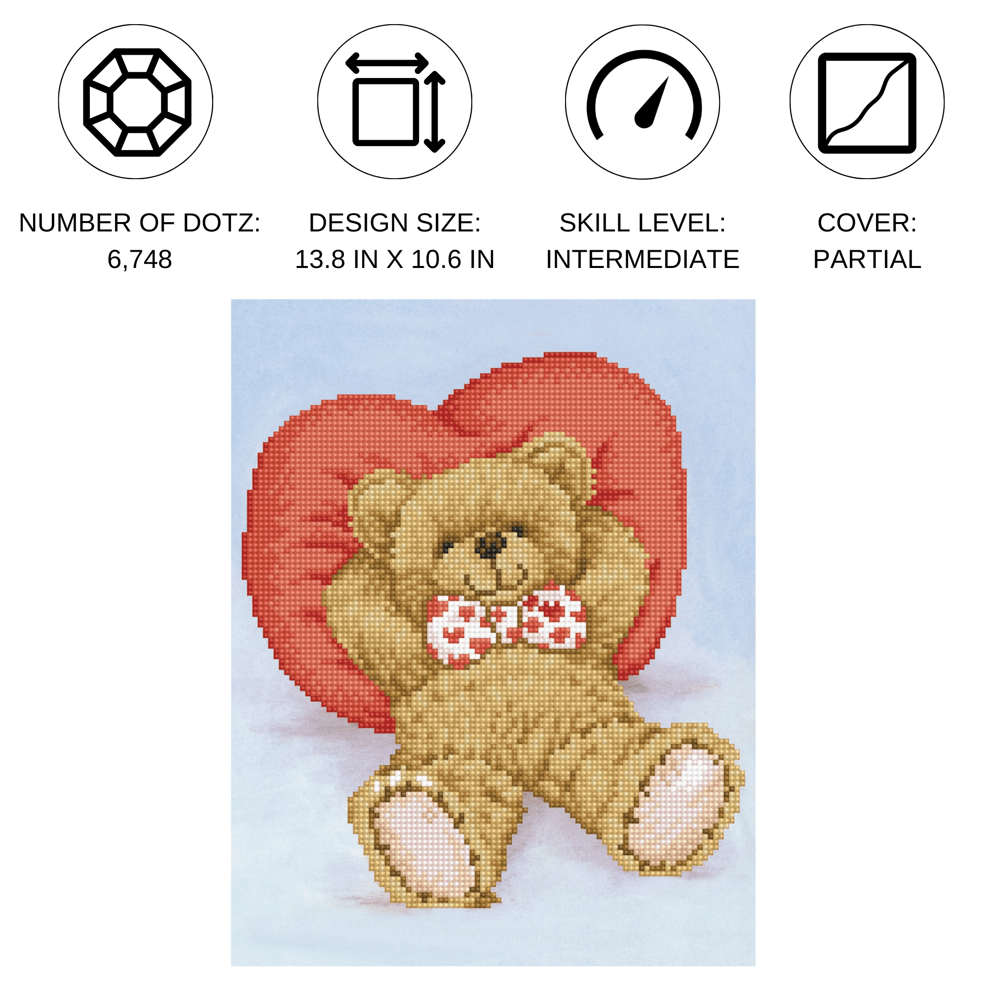 Diamond Dotz Relax-A-Bear Diamond Painting Kits for Adults - Diamond Art Kits a Relaxing Creative Craft Kit with Dotz Gems 13.8x10.6