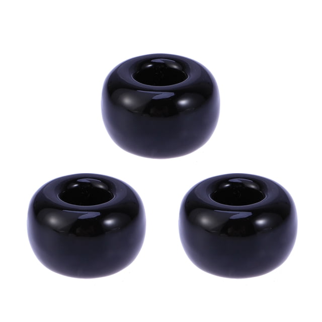 EeaseCA 3 pcs Ceramics Toothbrush Base Round Toothbrush Base Creative Round Bathroom Ceramics Toothbrush Base (Black)