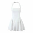 thumbnail image 4 of 2026 Women's Cute Halter Neck Mini Dress, Ruched Waist A-Line Flowy Short Dress for Graduation, & Party, 4 of 8